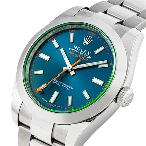 rolex milgauss 116400gv blue dial.